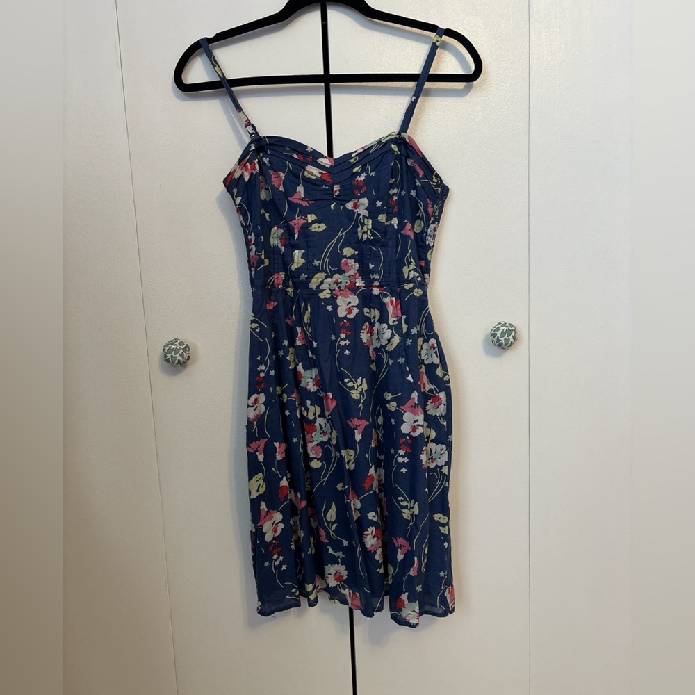 American Eagle Outfitters Floral Blue Sweetheart Sundress